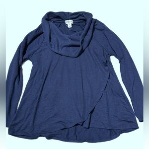Blue long sleeve cowl neck top size small